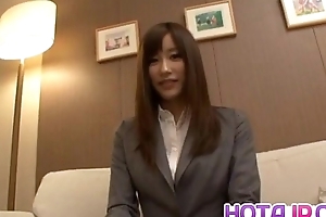 Chika in office suit uses vibrator