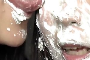 Japanese Girls Kissing together with Getting Pies