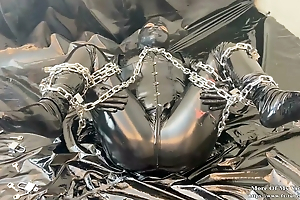 Shiny bodysuit chain bondage