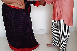 Indian desi piping hot aunty debilitating saree blouse while a guy watches and rough fucks (hindi audio)