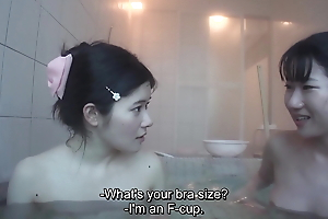 Adorable first era Japanese lesbians private vacation video