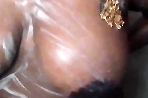 Tamil aunty bathing video. big boobs dancing while she soaping her erection