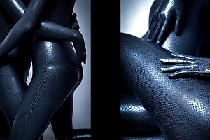 Dreammask zentai Black Mamba girl with rich hips and double
