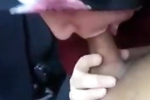 Hijab Turkish Mature giving Blowjob to her Beau in Motor car